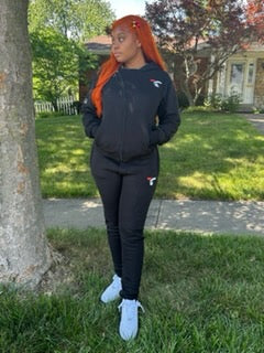 Long Sleeve hooded Sweat Suit-Black